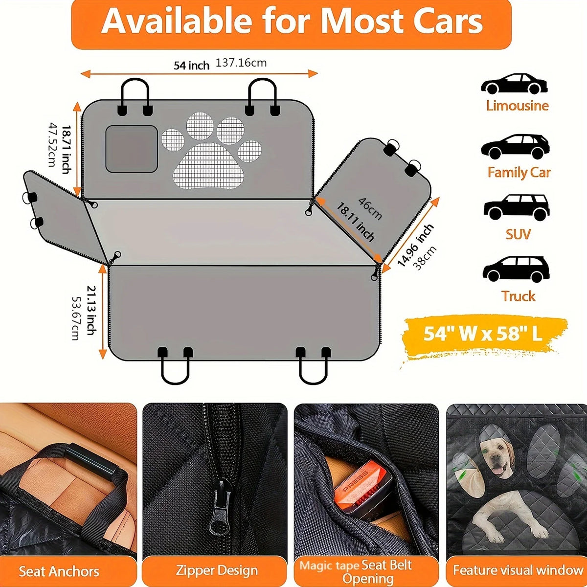 Oxford Dog Car Seat Hammock