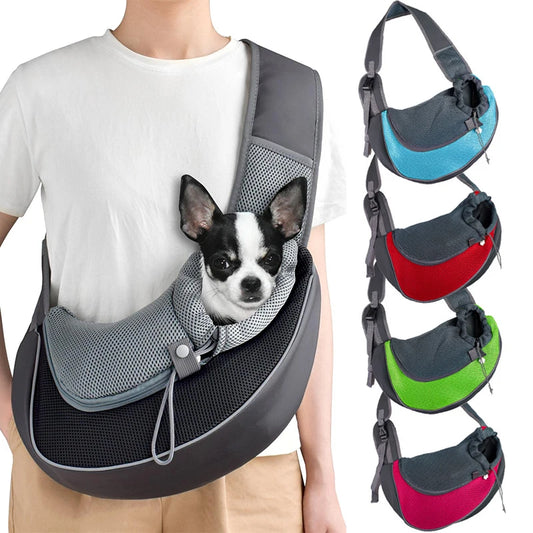 Sac bandoulière en maille pour transporter un animal