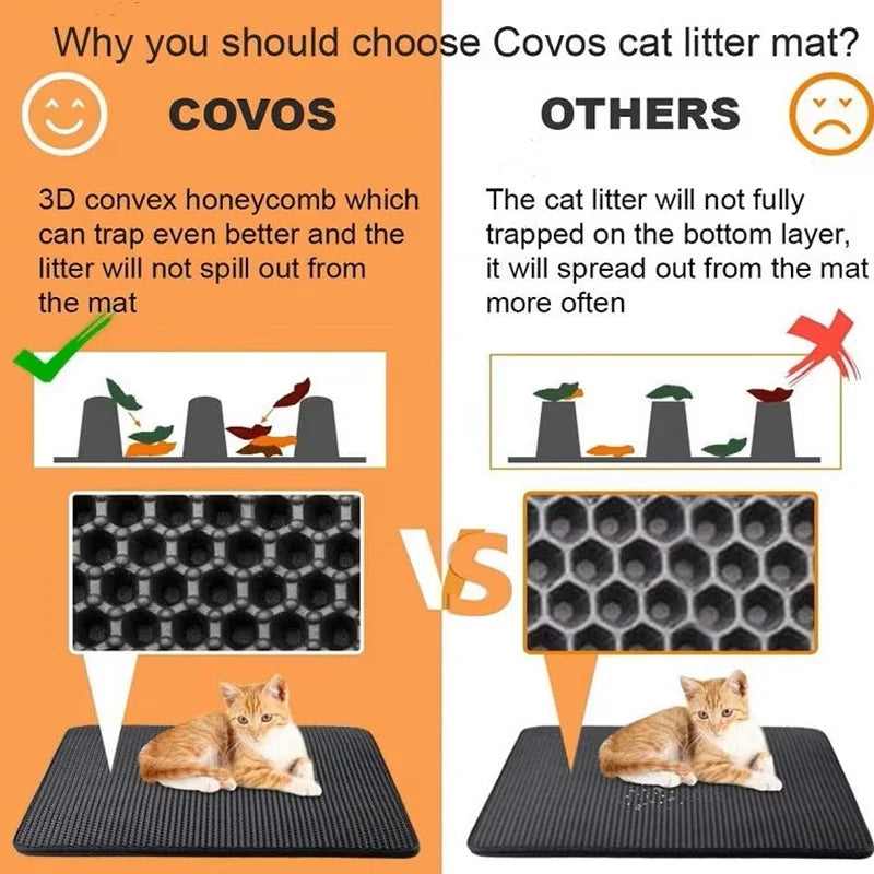 Tapis à litière double épaisseur pour chat