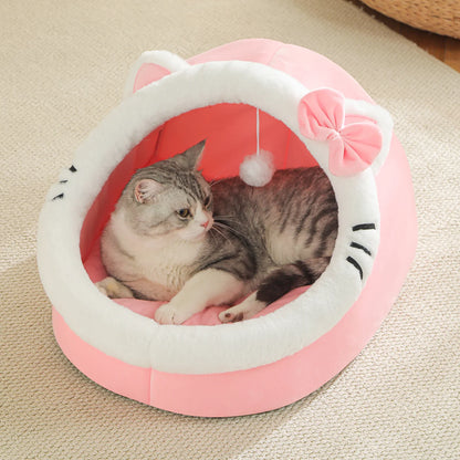 Panier-cabane et coussin moelleux pour chat