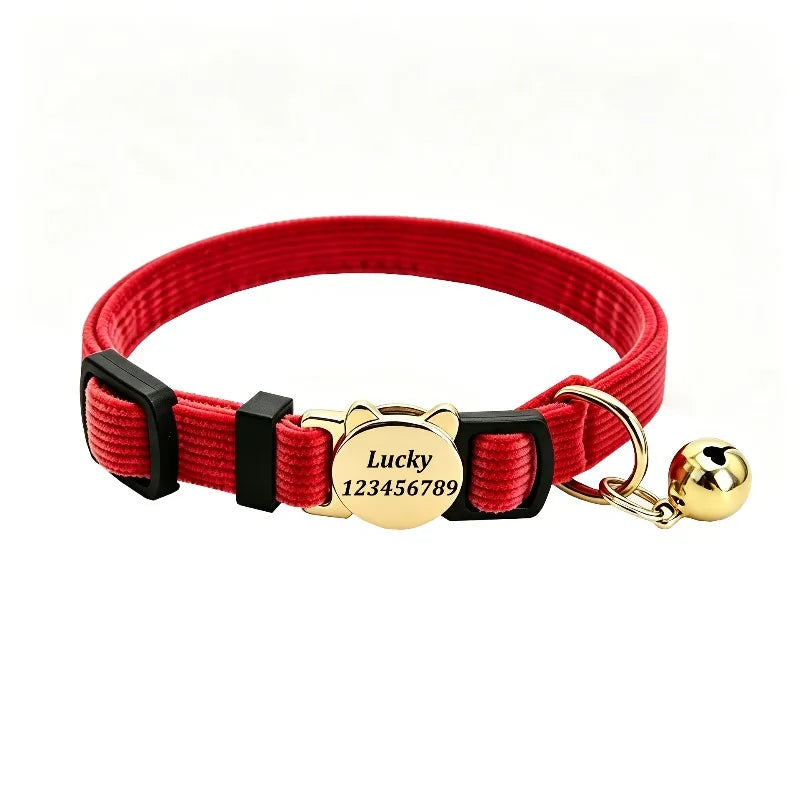 Collier pour chat en velours côtelé personnalisé