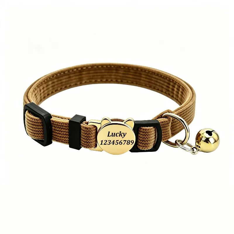 Collier pour chat en velours côtelé personnalisé