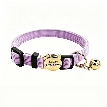 Collier pour chat en velours côtelé personnalisé